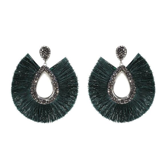 Caviar stoned earrings with fanned out fringe - Picture 4 of 4